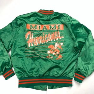 Vintage 80s Miami Hurricanes satin varsity jacket